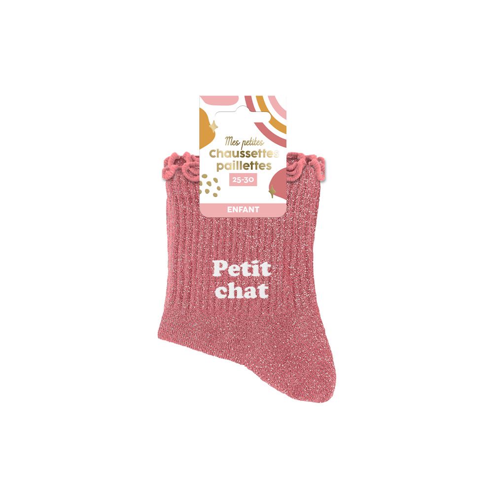 Chaussettes Paillettes Enfant Petit Chat
