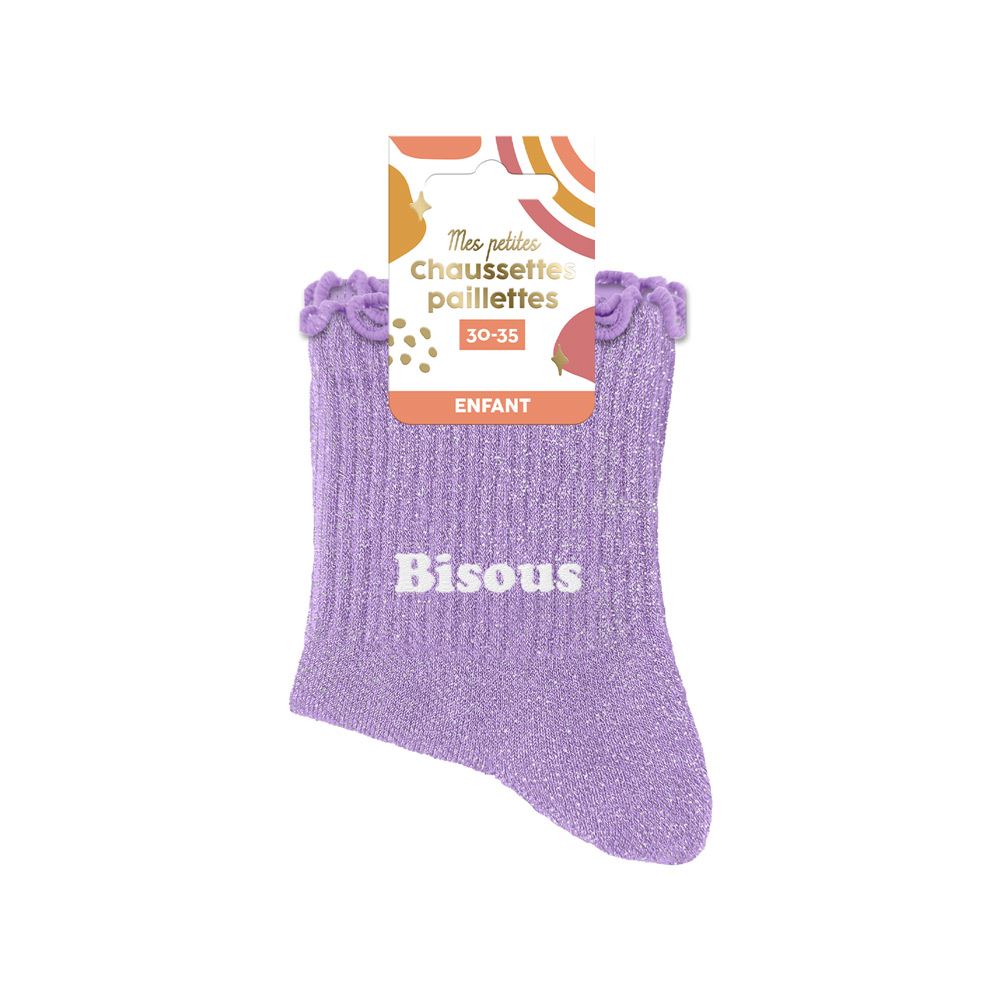 Chaussettes paillettes enfant Bisous