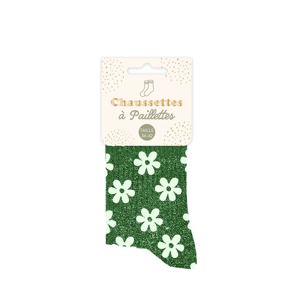 Paillettes Vertes à Fleurs - FunkyFeets