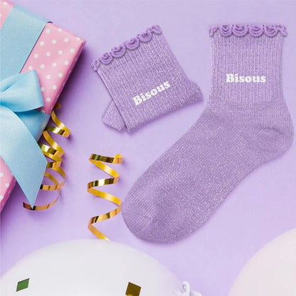 Chaussettes paillettes enfant Bisous