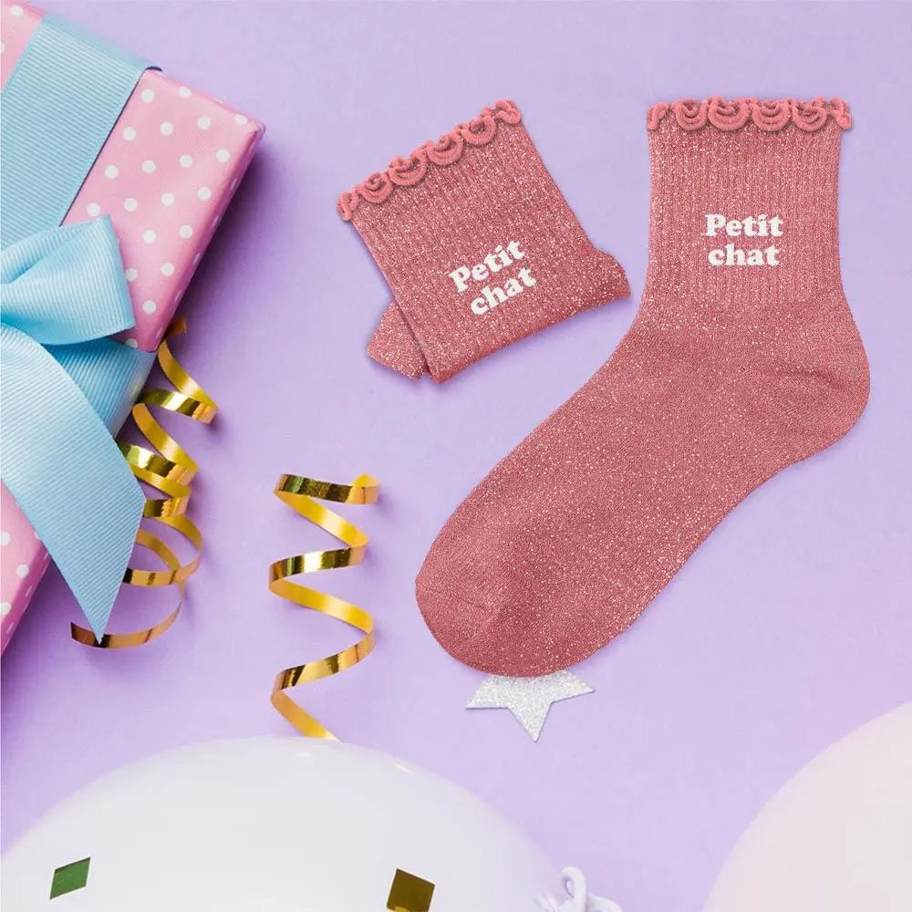 Chaussettes Paillettes Enfant Petit Chat