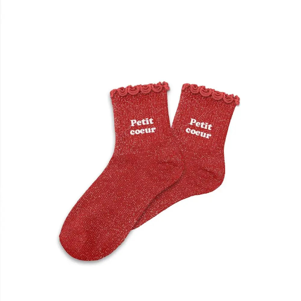 Chaussettes Paillettes Enfant Petit Coeur