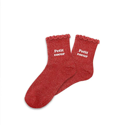 Chaussettes Paillettes Enfant Petit Coeur