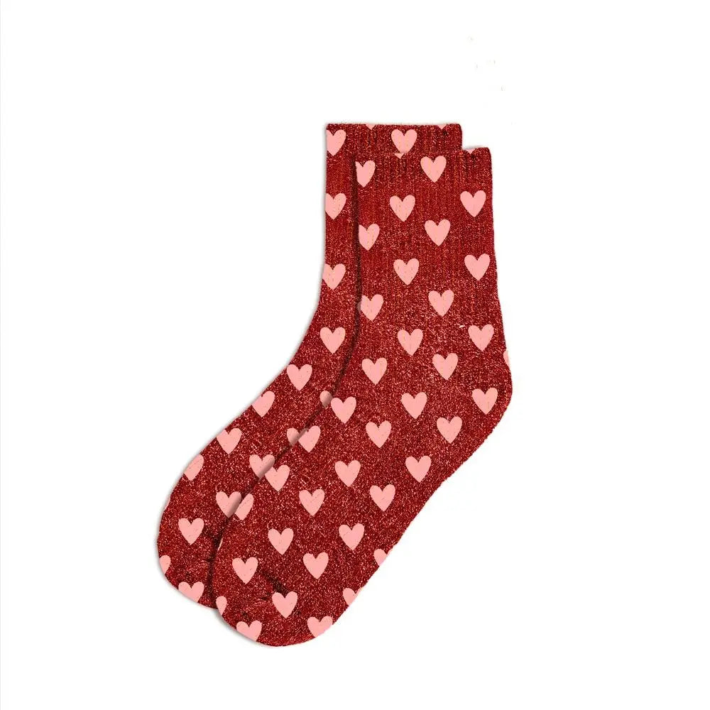 Coeur Rouge Chaussettes à paillettes