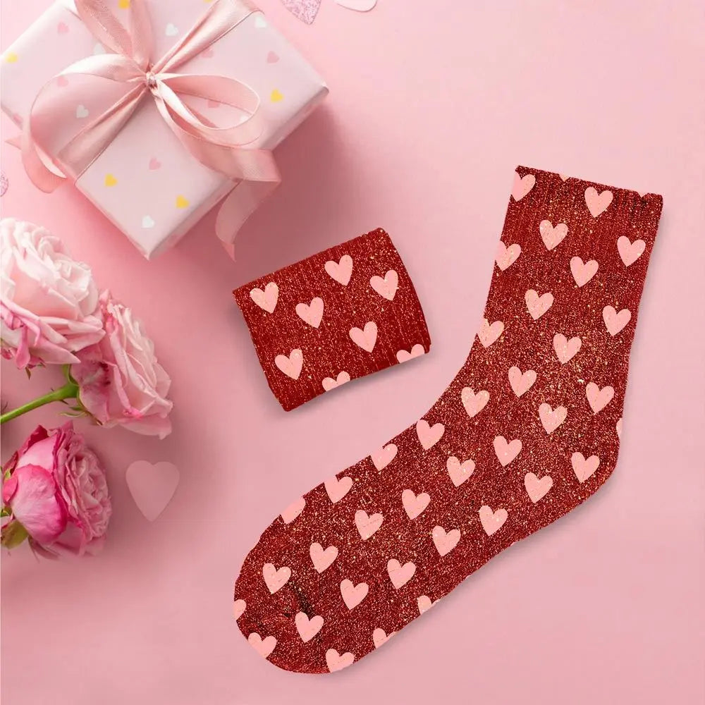 Coeur Rouge Chaussettes à paillettes