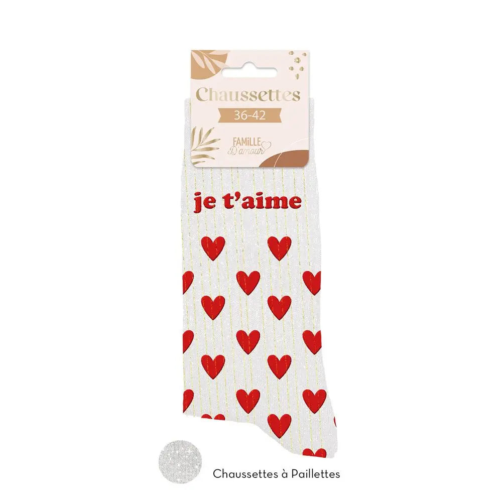 Je t'aime Chaussettes à paillettes