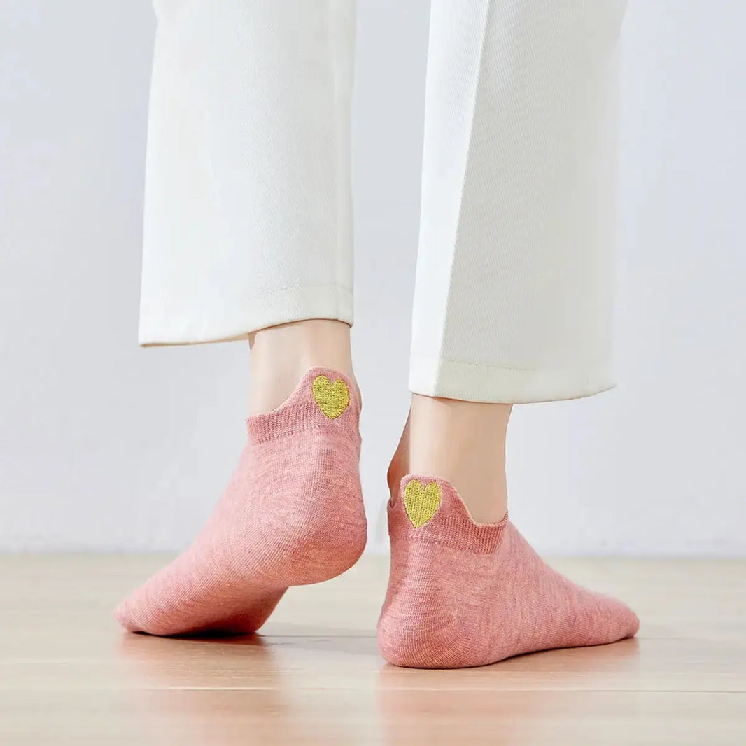 Languette Coeur Doré - Rose - FunkyFeets