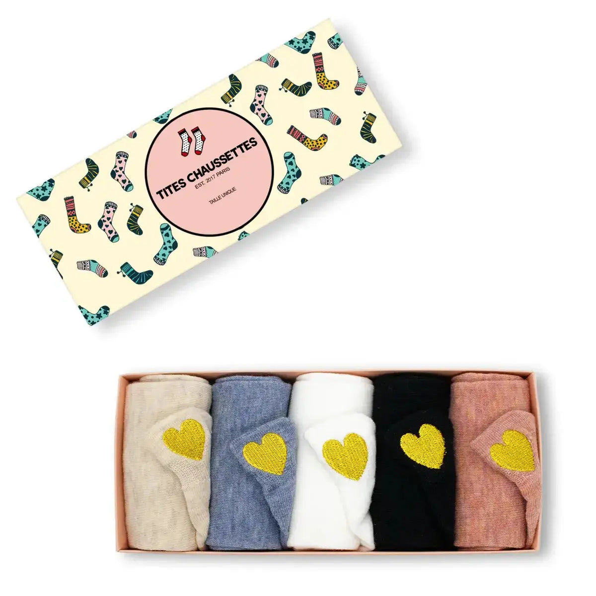 Languette Coeur Doré - Rose - FunkyFeets
