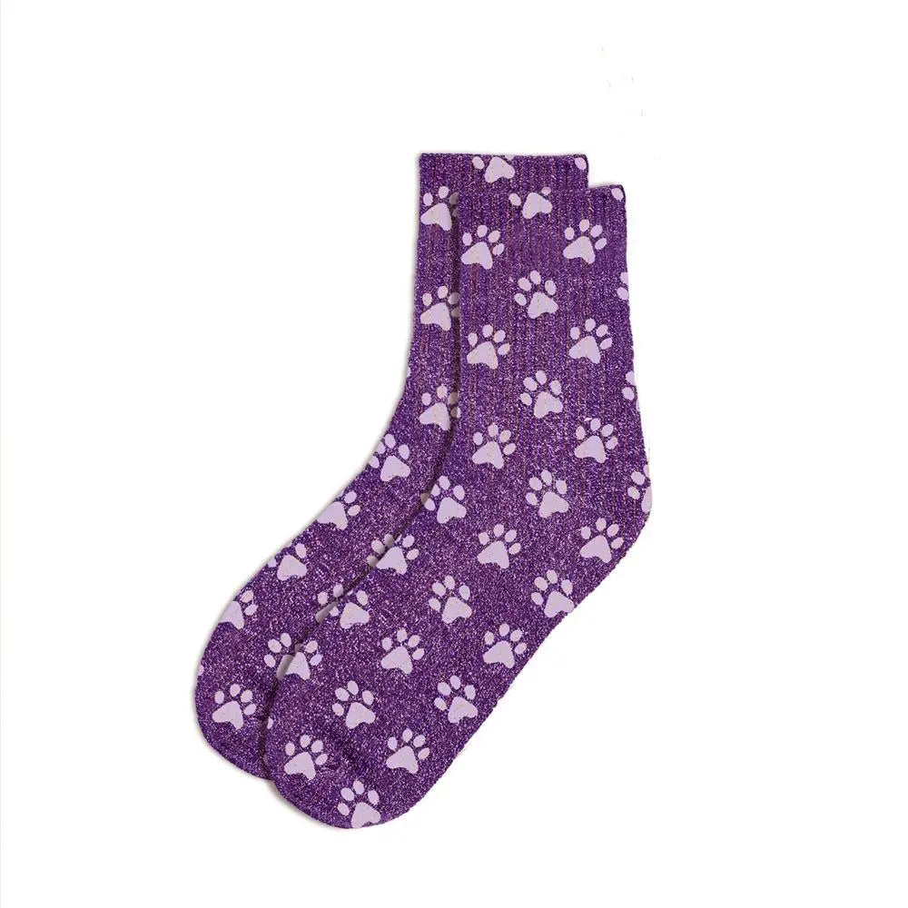 Paillettes Violettes Chats Chaussettes à paillettes