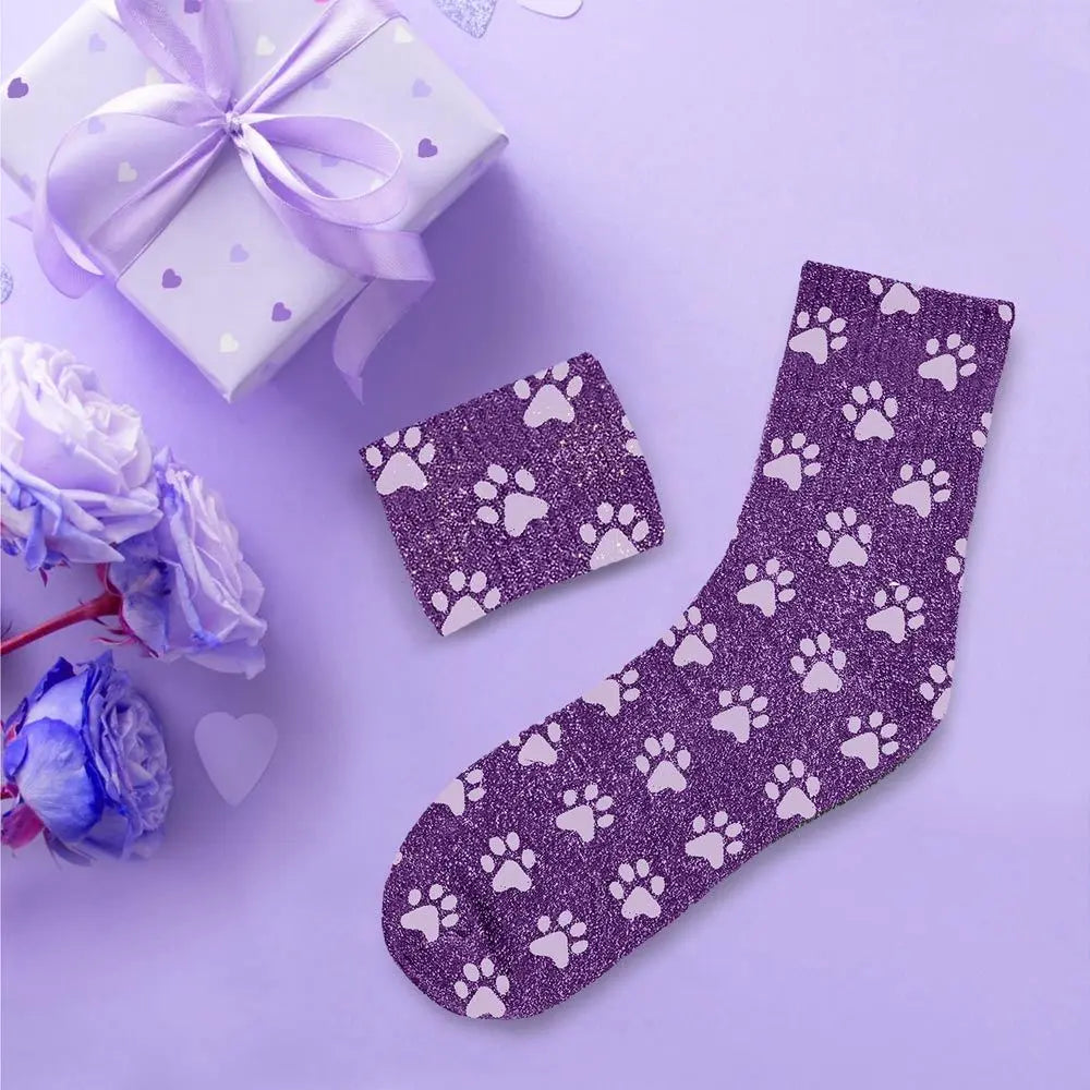 Paillettes Violettes Chats Chaussettes à paillettes