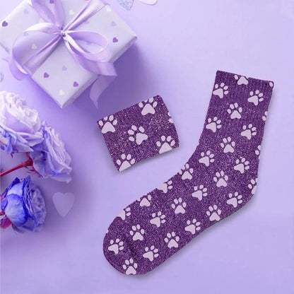 Paillettes Violettes Chats Chaussettes à paillettes