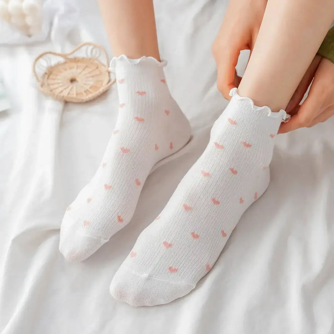 Socquettes Petits Cœurs Dentelle - Rose - FunkyFeets