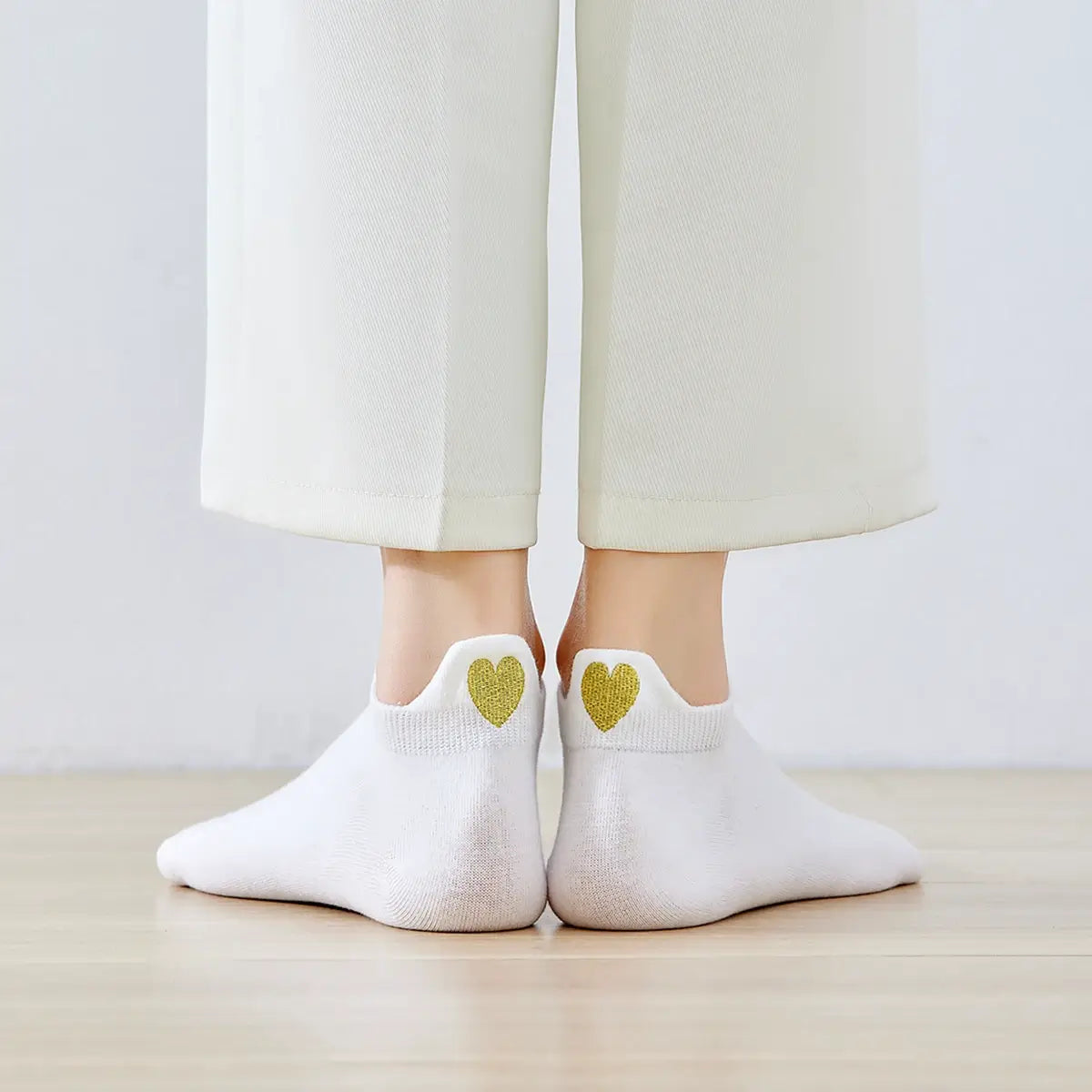 Languette Coeur Doré - Blanc - FunkyFeets
