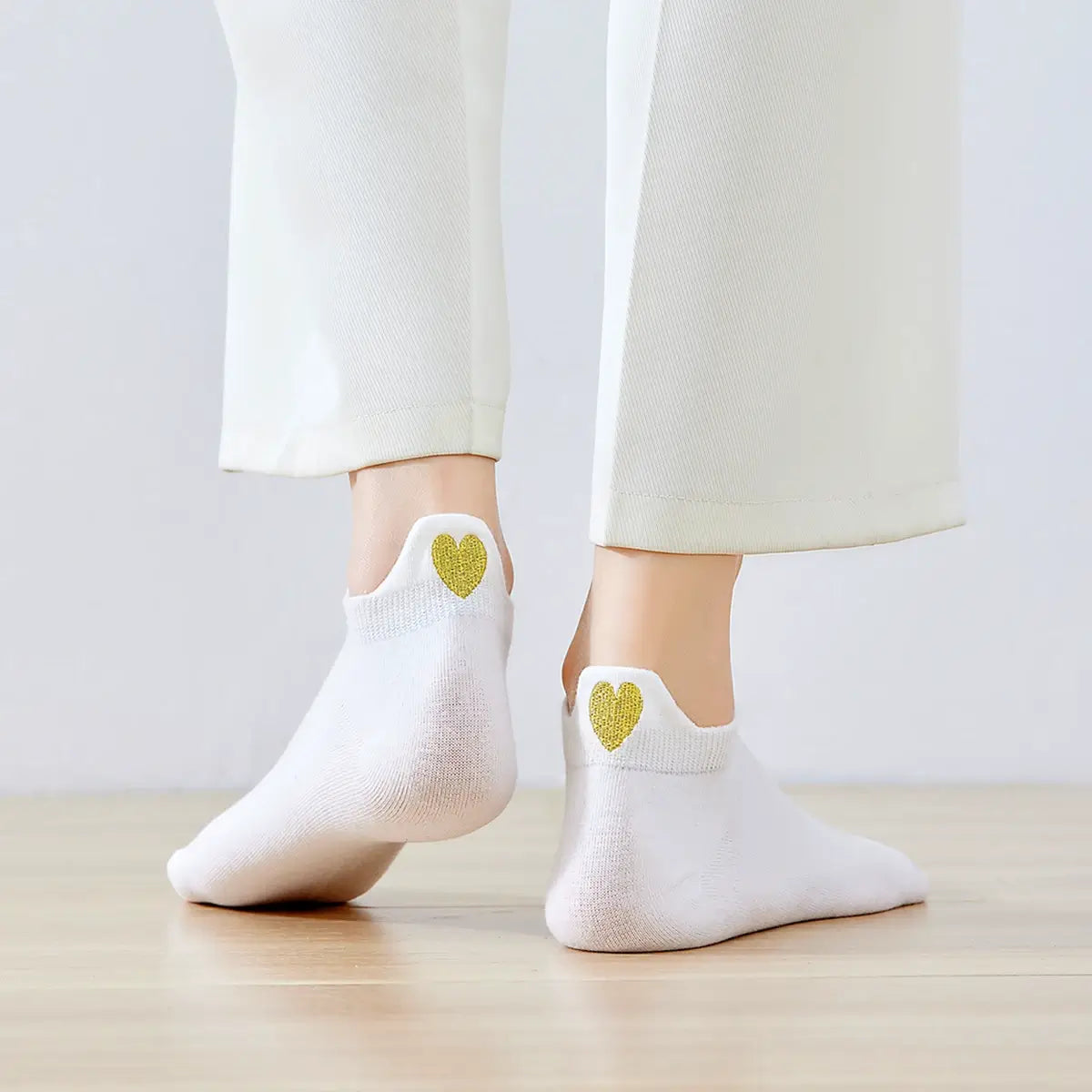 Languette Coeur Doré - Blanc - FunkyFeets