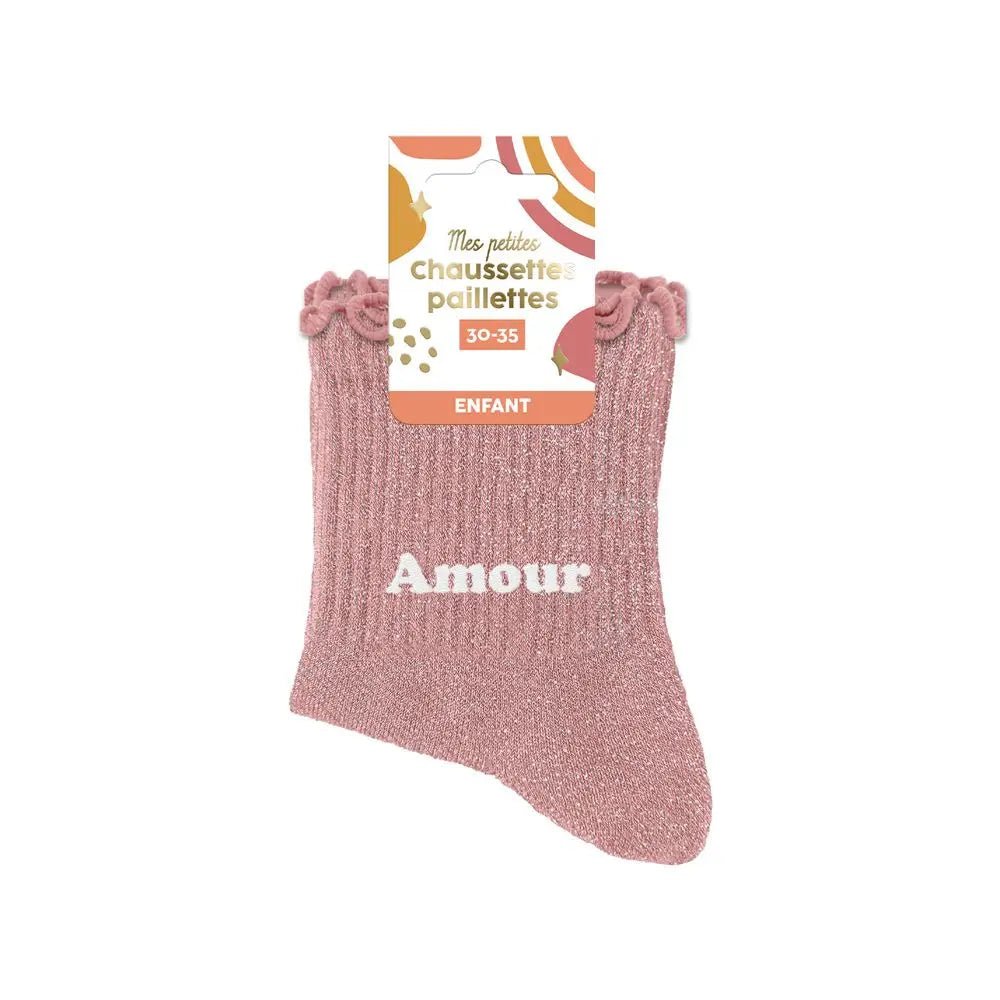 Chaussettes Paillettes Enfant Amour - FunkyFeets